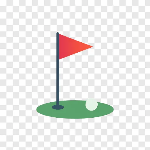 Golf Flag And Ball PNG Transparent Image