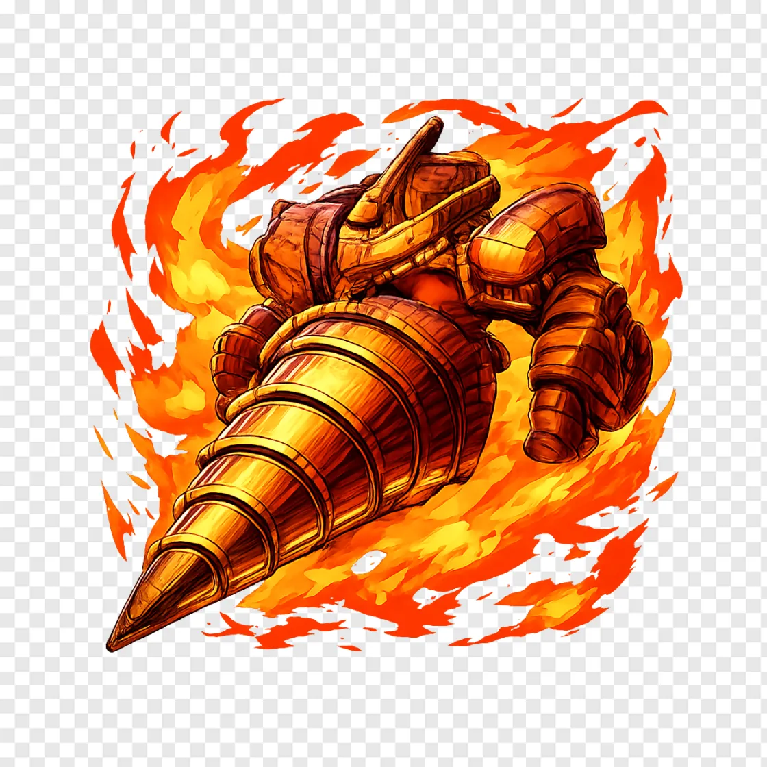 Mecha Drill Fire Flame PNG Free Download