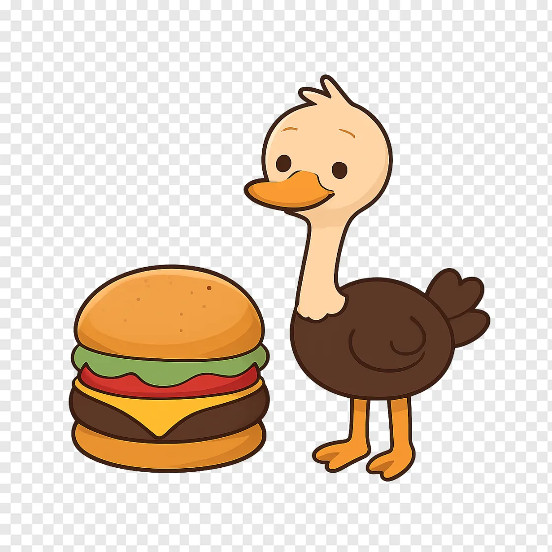 Ostrich Cartoon Vector PNG