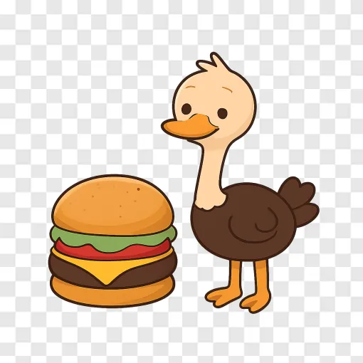 Ostrich Cartoon Vector PNG