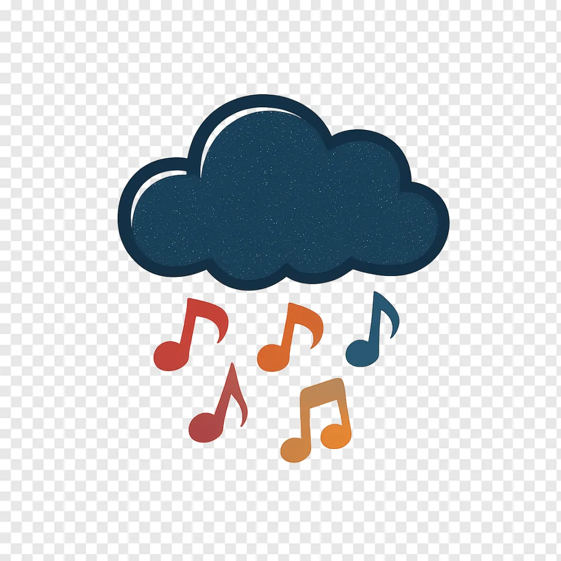Rain Cloud Music Notes PNG Transparent Image