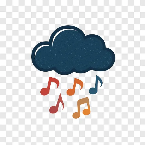Rain Cloud Music Notes PNG Transparent Image