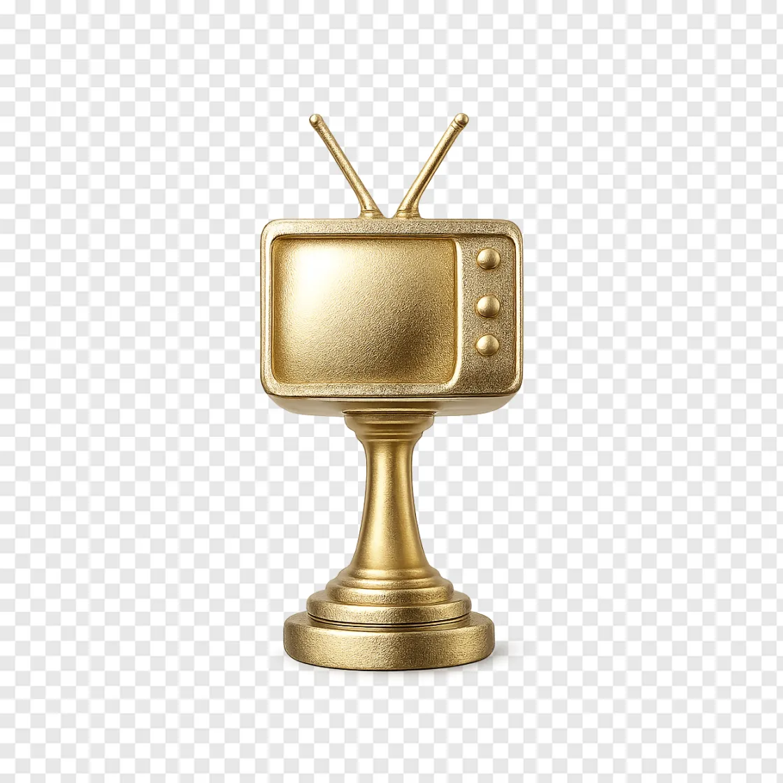 Golden Emmy Award Trophy PNG Transparent Background