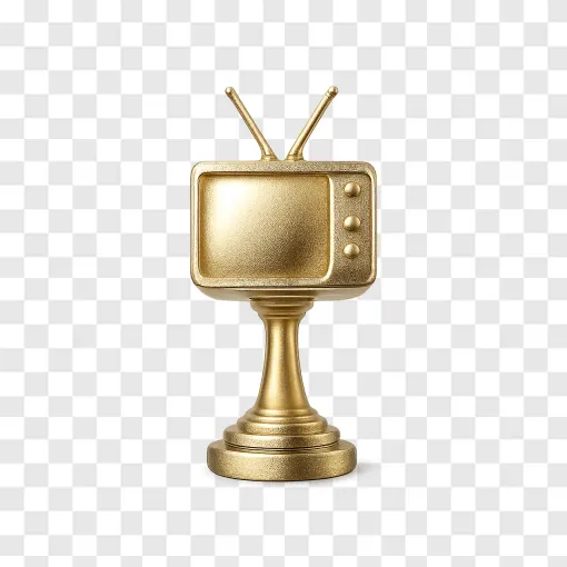 Golden Emmy Award Trophy PNG Transparent Background