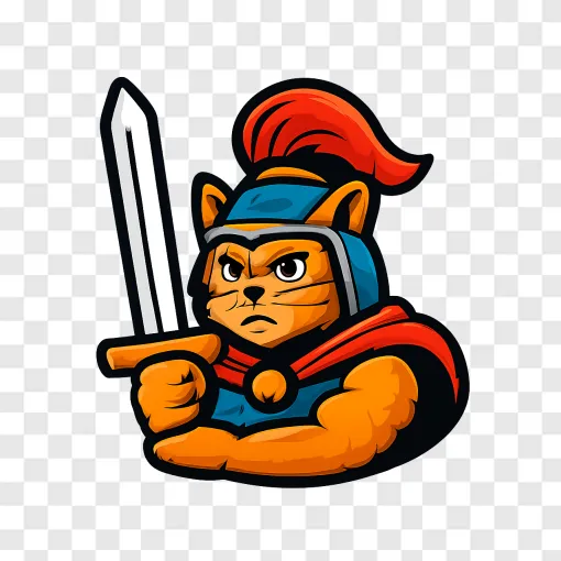 Retro Warrior Cat Emblem PNG Free Download