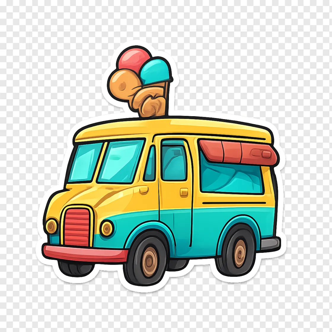 Vintage Ice Cream Truck PNG Transparent Image