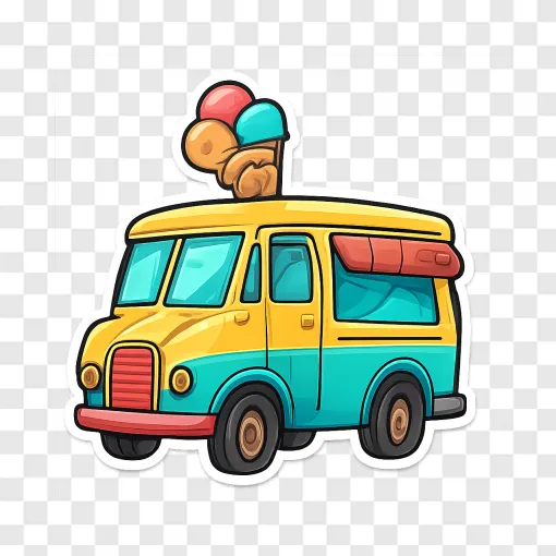 Vintage Ice Cream Truck PNG Transparent Image