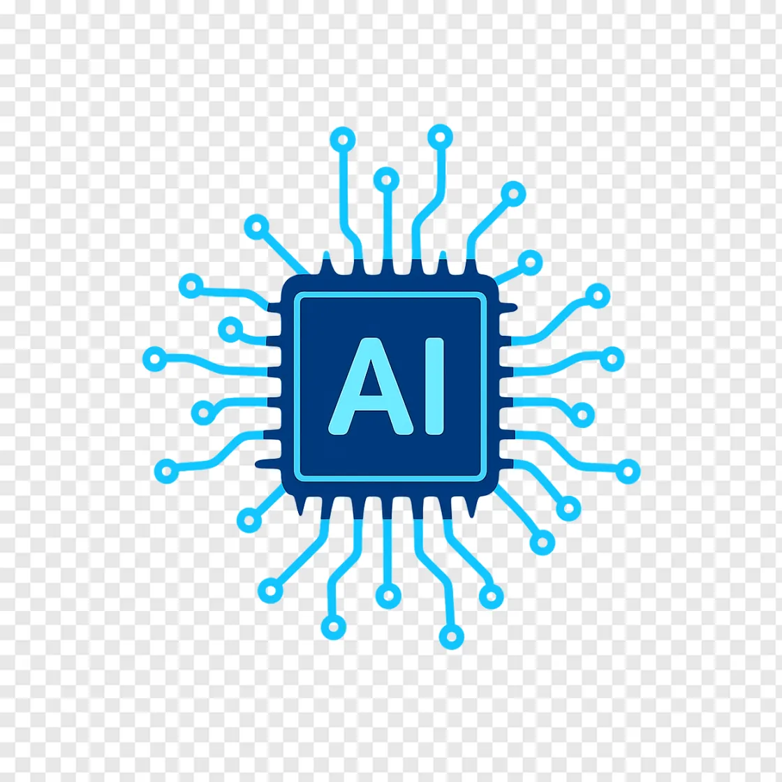 Futuristic AI Microchip PNG Transparent Background