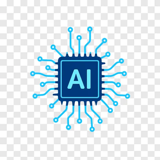Futuristic AI Microchip PNG Transparent Background