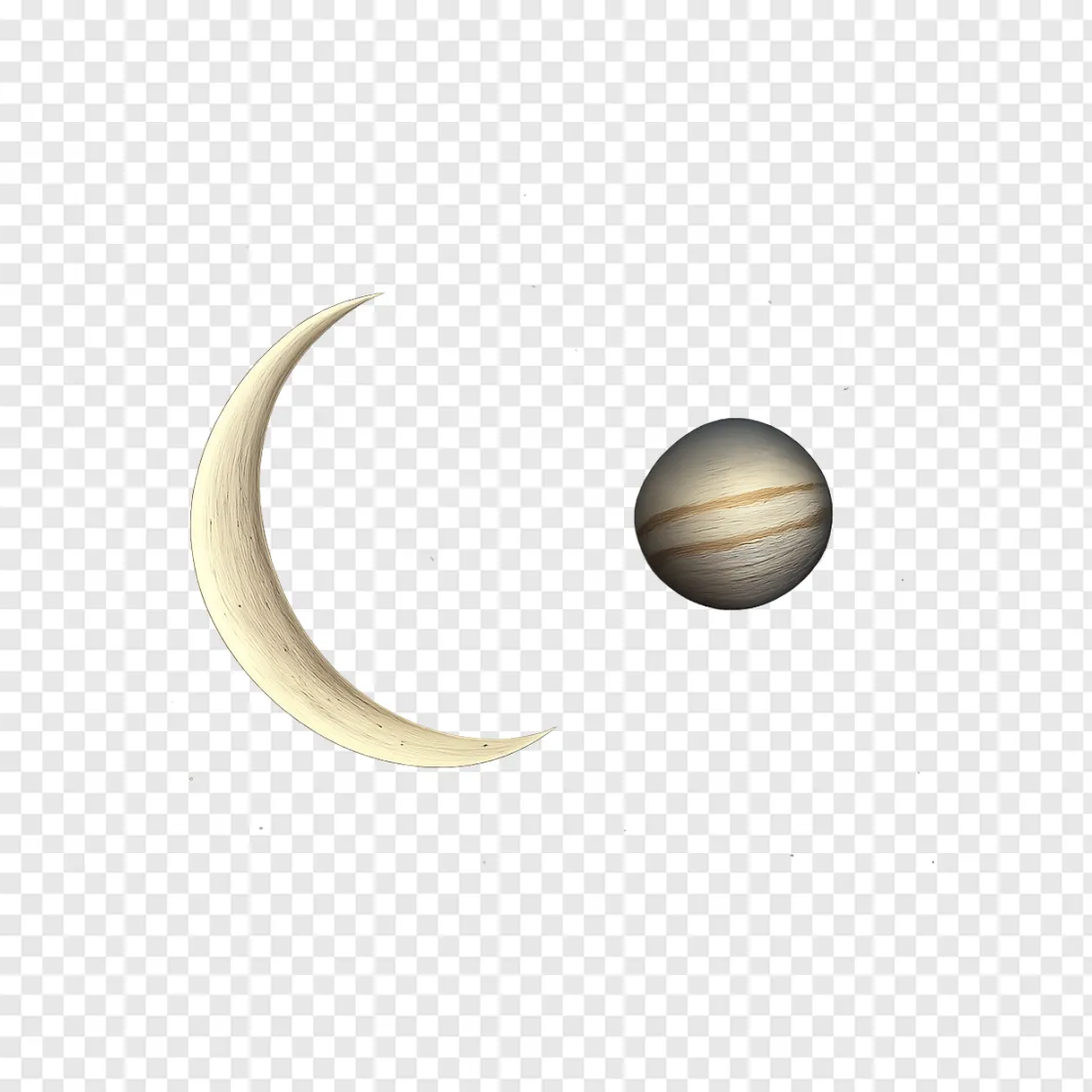 Crescent Moon And Jupiter Transparent PNG Image
