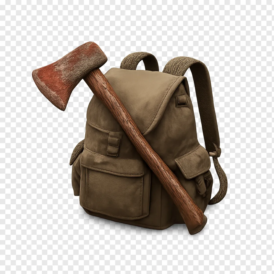 Survival Backpack And Axe Game Icon PNG
