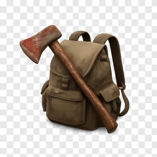 Survival Backpack And Axe Game Icon PNG