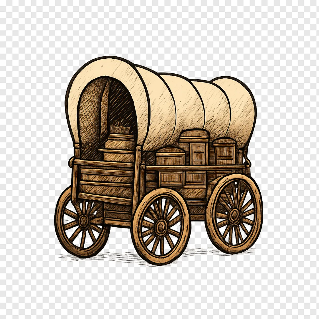 Oregon Trail Covered Wagon PNG Transparent Image
