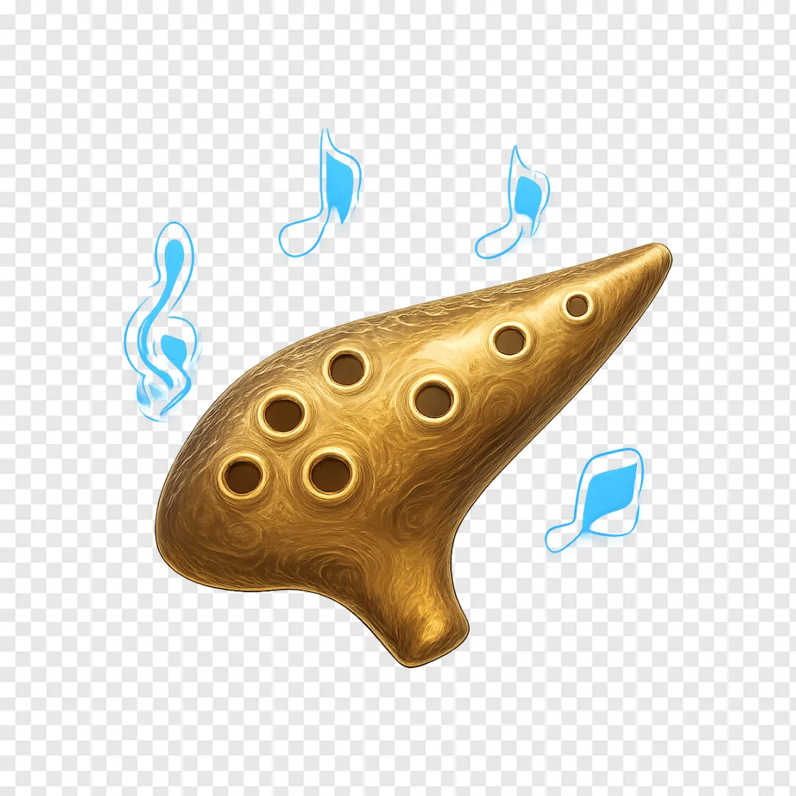 Magical Golden Ocarina PNG Free Download