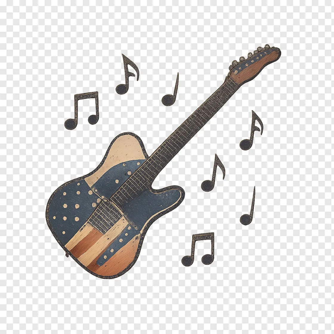 Vintage Rock Guitar PNG Transparent Background