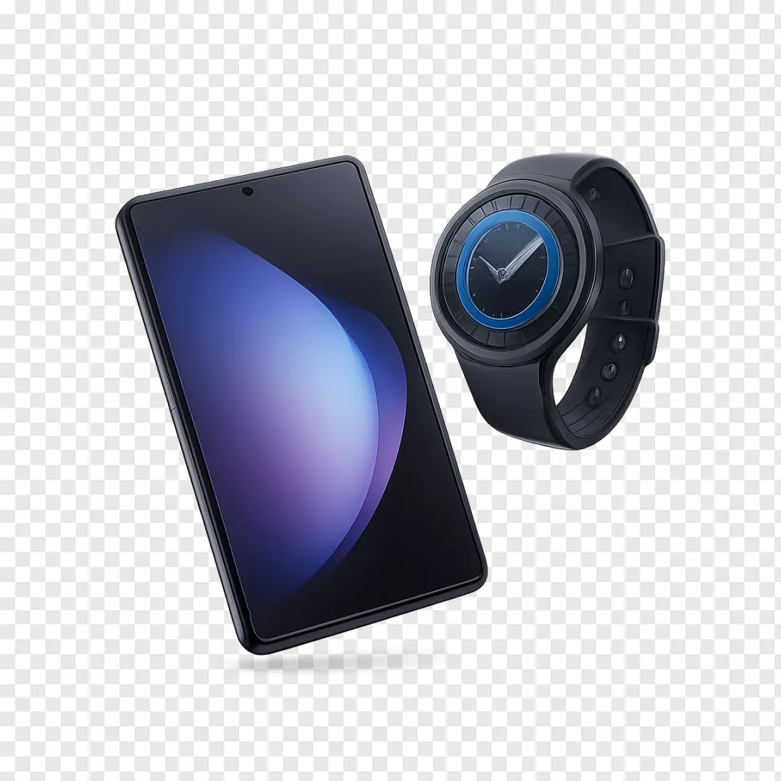 Foldable IPhone And Smartwatch PNG Image For Tech Designs