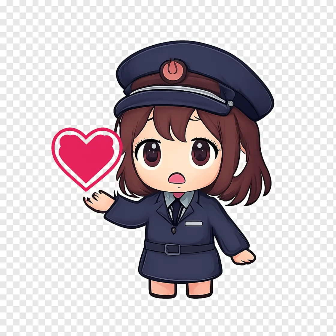 Cute Warden Girl Anime PNG Transparent Image