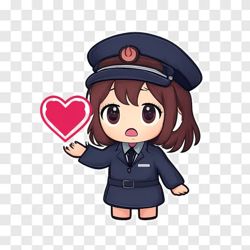 Cute Warden Girl Anime PNG Transparent Image