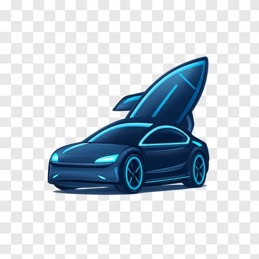 Futuristic Rocket And Electric Car PNG
