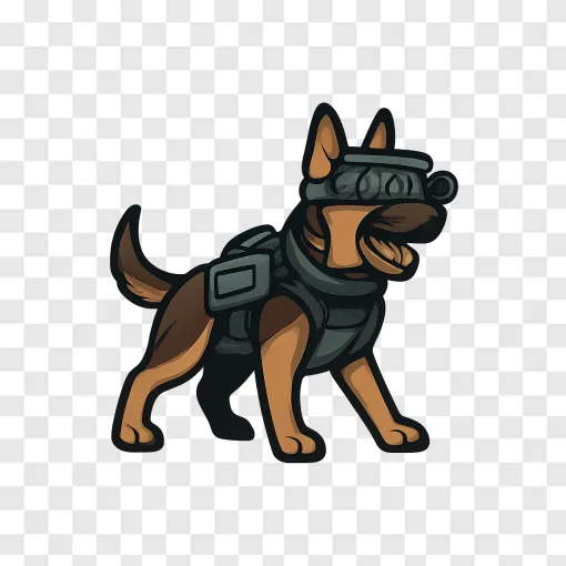 Tactical Dog Gaming Mascot PNG