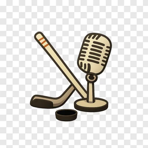 Hockey Analyst Microphone And Stick PNG