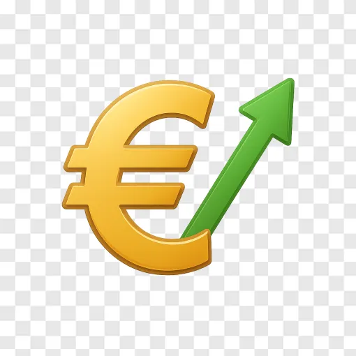 Euro Currency Symbol With Growth Arrow PNG