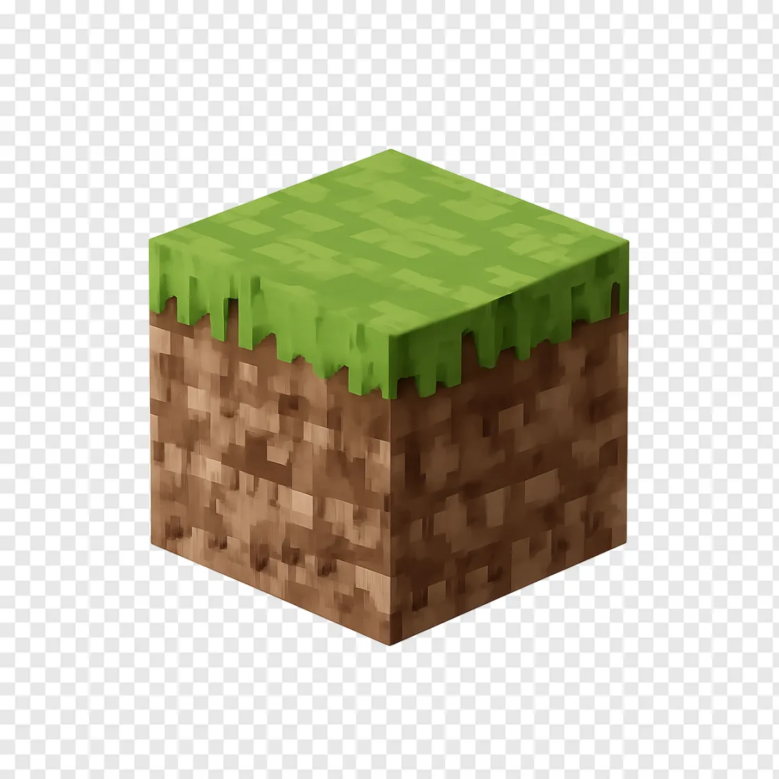 One Block Survival Grass Block PNG