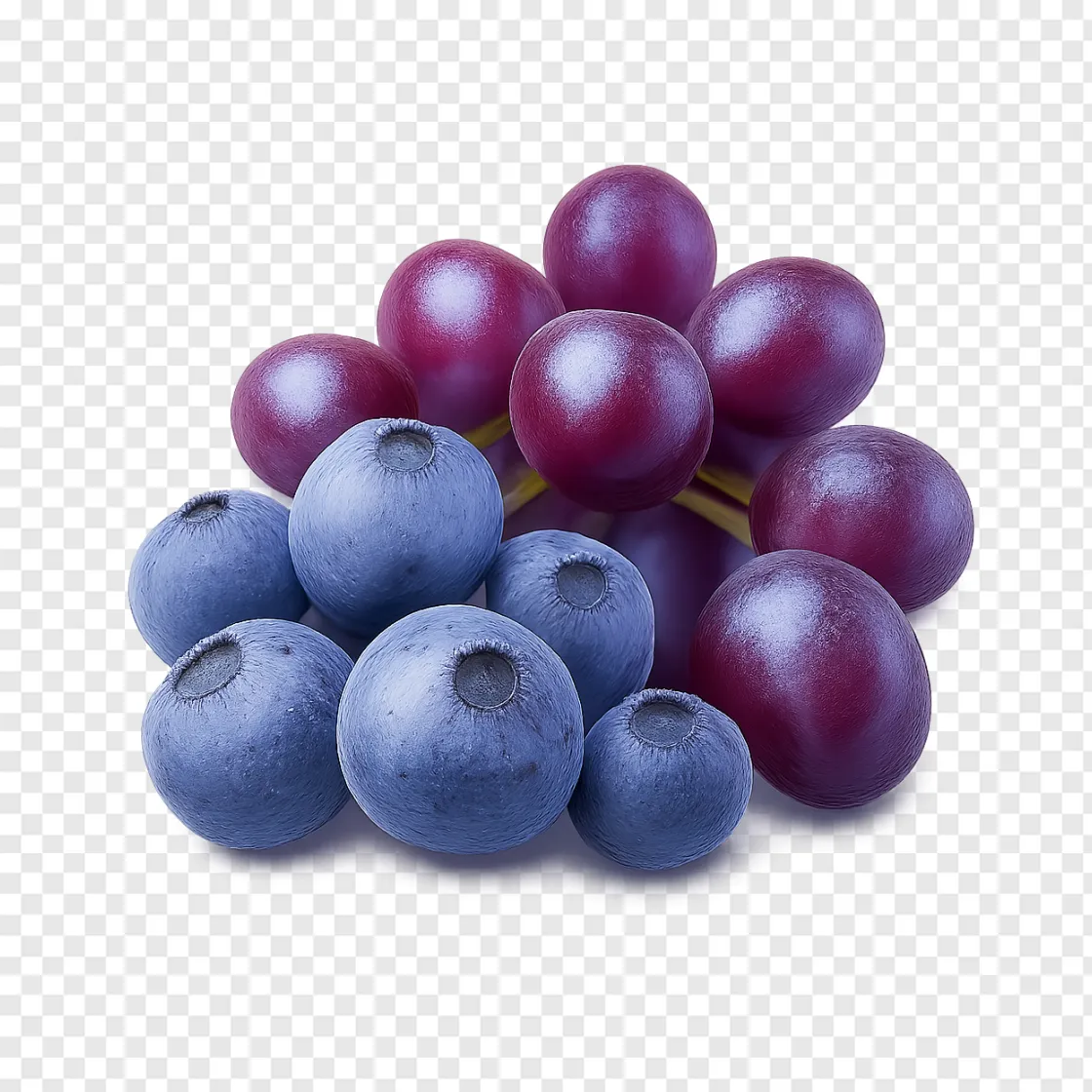 Fresh Blueberries And Grapes PNG For Healthy Diet Design