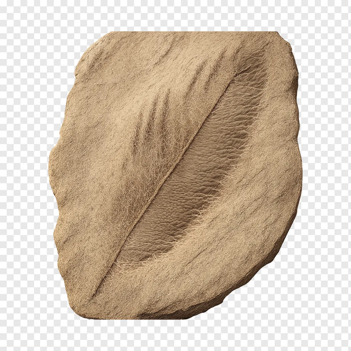 Fossilized Dinosaur Feather PNG For Scientific Designs