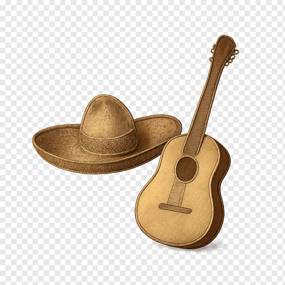 Vicente Fernandez PNG: Classic Mariachi Hat And Guitar Graphic