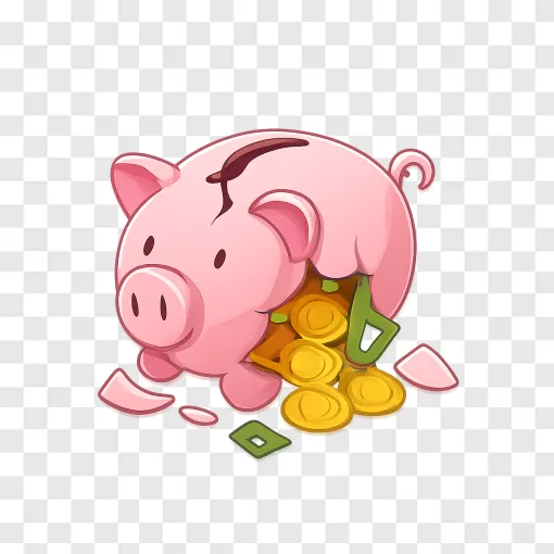 Broken Piggy Bank With Money PNG Transparent Image