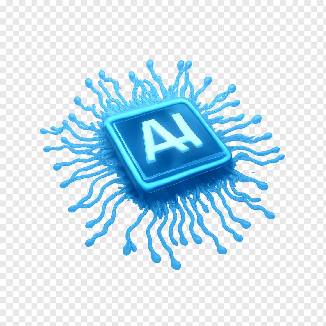 Futuristic AI Chip PNG Transparent Background