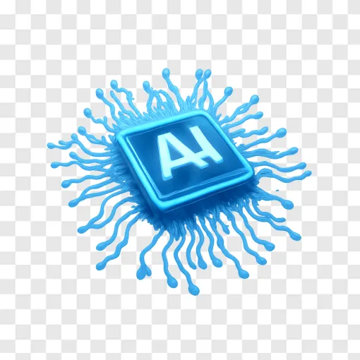 Futuristic AI Chip PNG Transparent Background