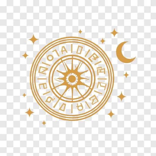 Golden Zodiac Wheel PNG Transparent Background