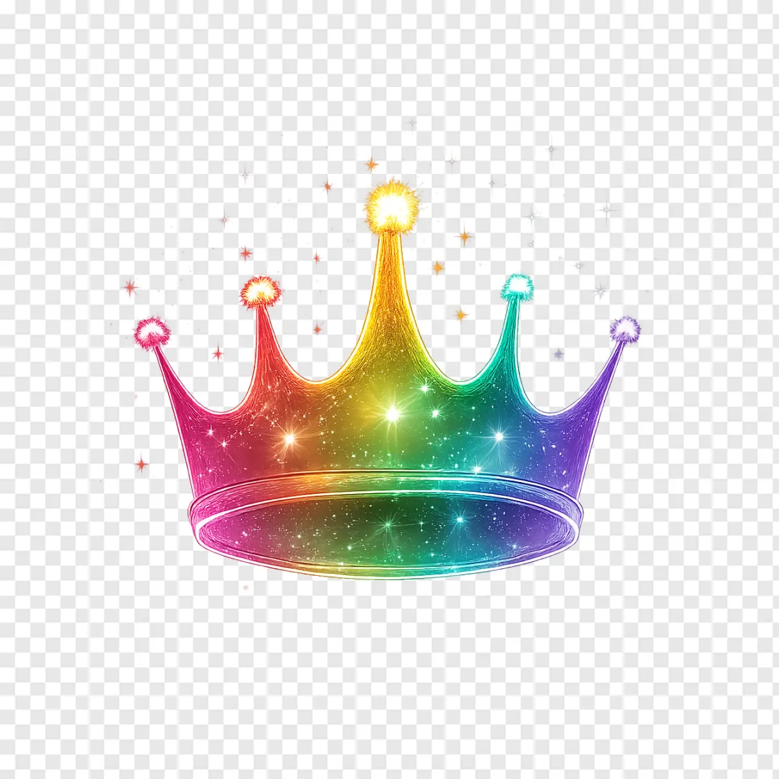Glowing Rainbow Crown PNG Transparent Background