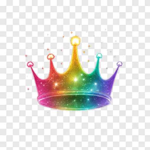 Glowing Rainbow Crown PNG Transparent Background