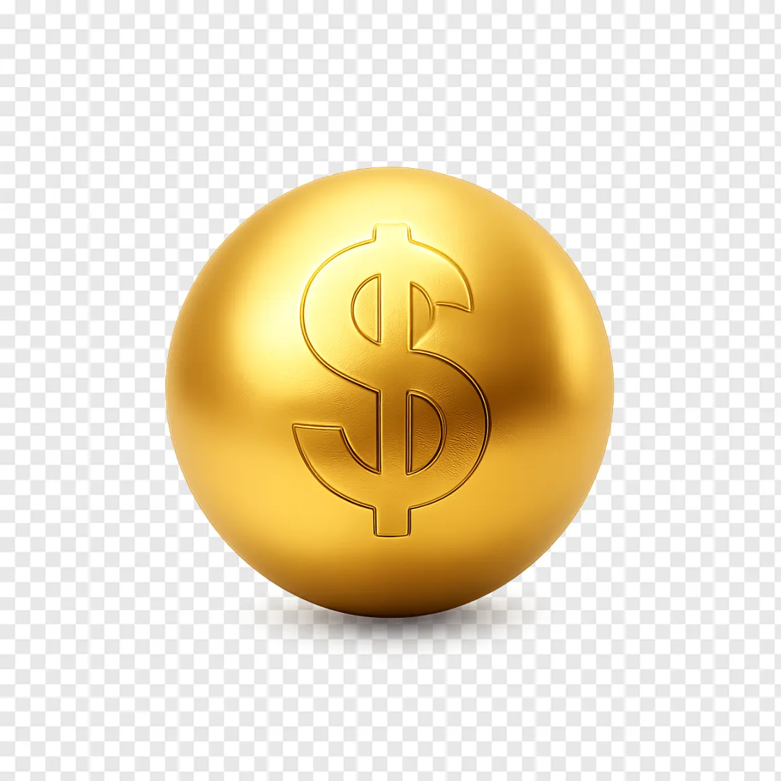 Golden Lottery Ball Jackpot PNG Image