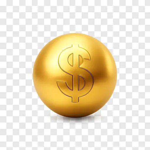 Golden Lottery Ball Jackpot PNG Image
