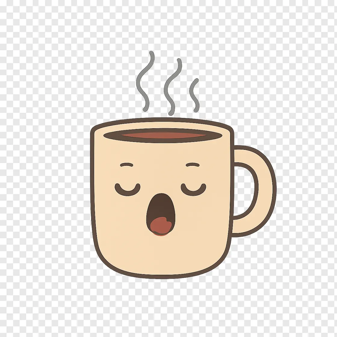 Tired Coffee Mug PNG Icon For Sleep And Exhaustion Themes