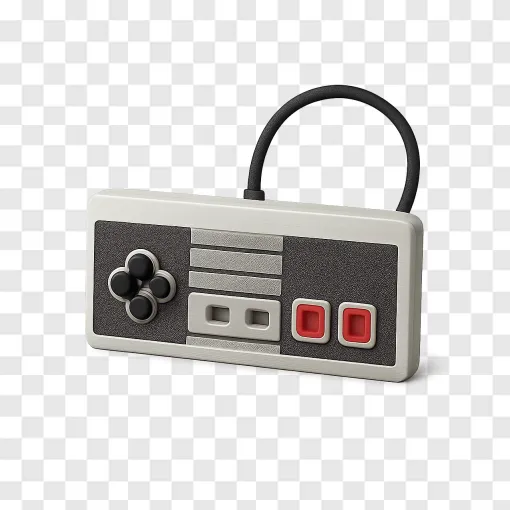 Retro Gaming Controller PNG For Nostalgia-Themed Designs