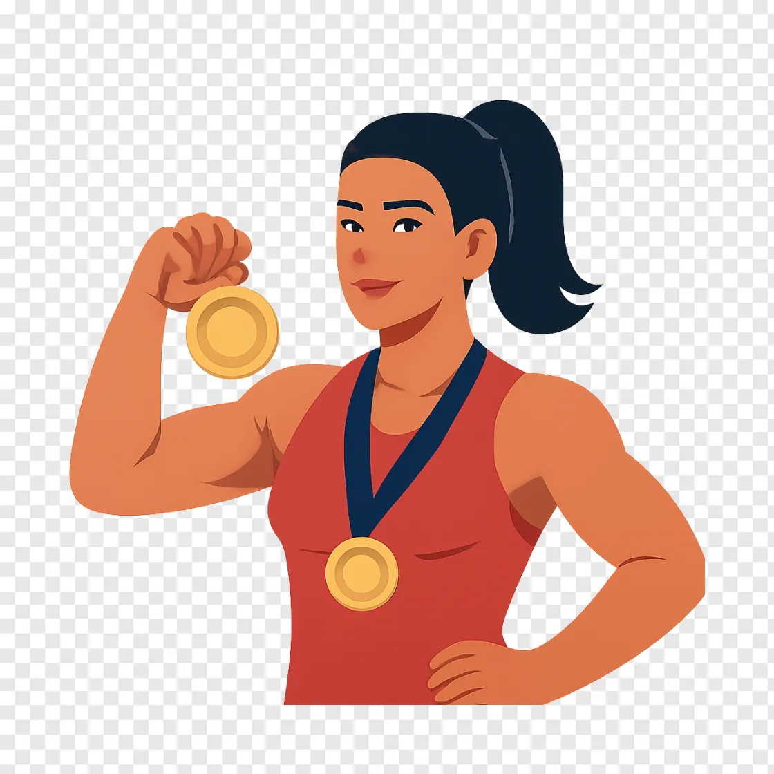 Female Athlete Empowerment Vector PNG