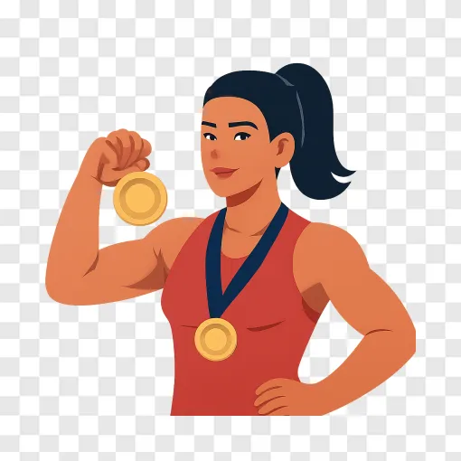 Female Athlete Empowerment Vector PNG