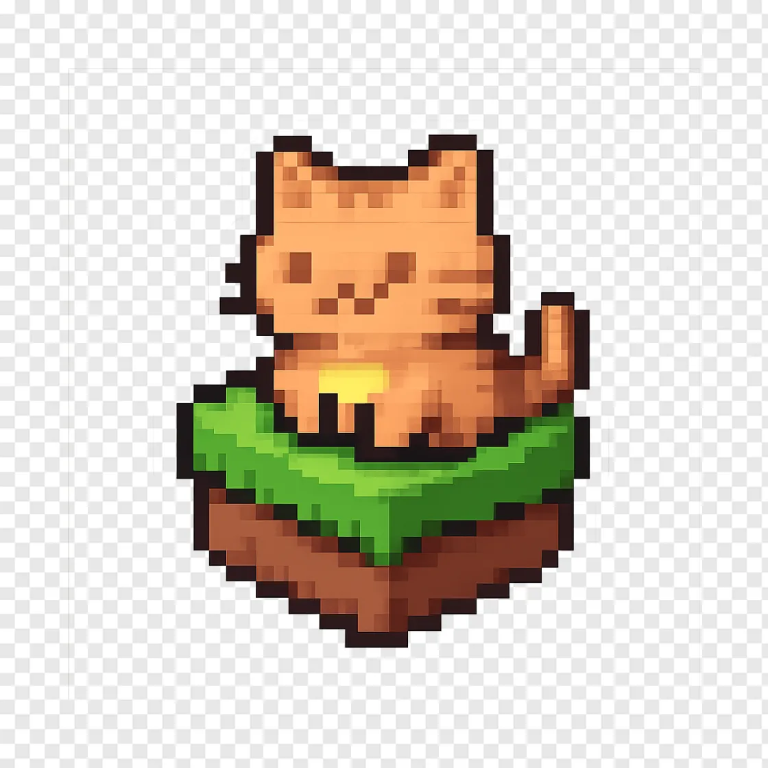 Cute Pixel Cat Gaming PNG Image With Transparent Background