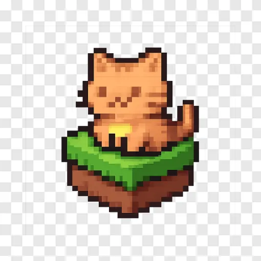 Cute Pixel Cat Gaming PNG Image With Transparent Background