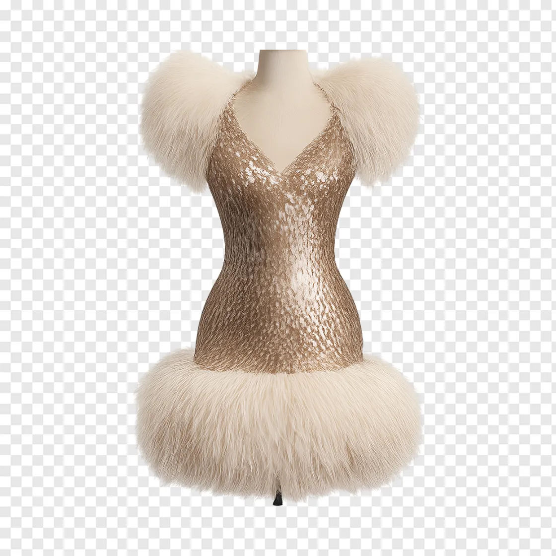 Vintage Sequin Dress Fashion PNG