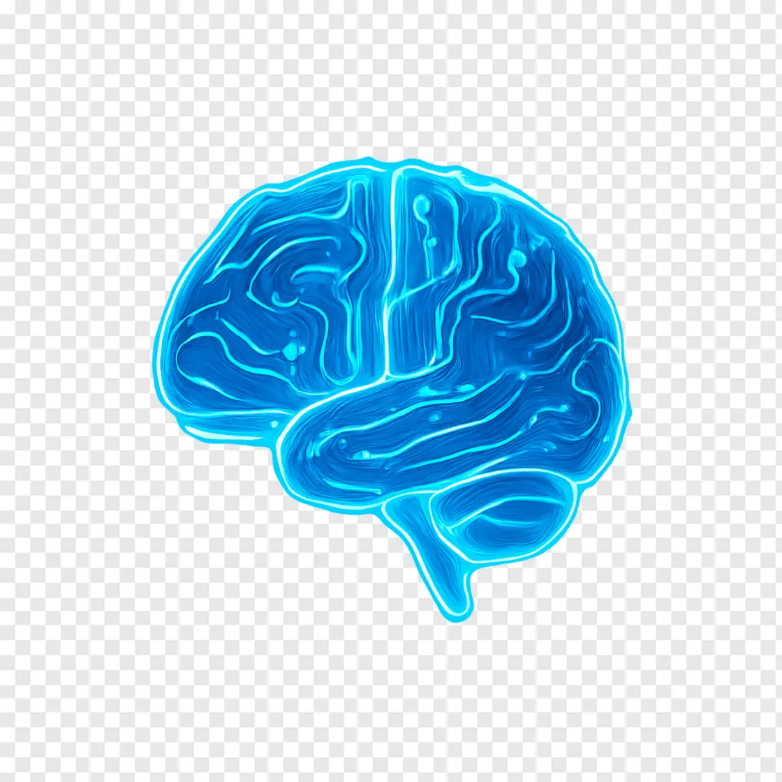 Futuristic AI Brain PNG Transparent Background