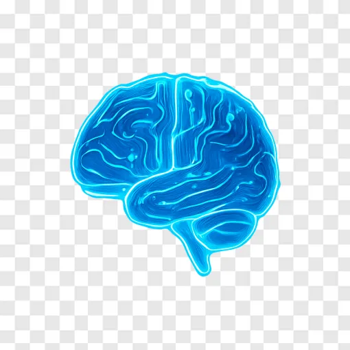 Futuristic AI Brain PNG Transparent Background
