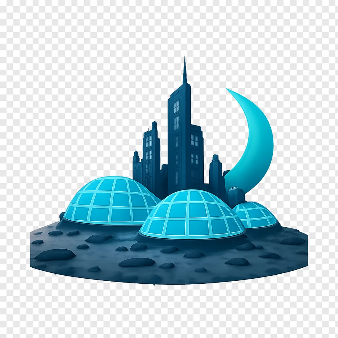 Futuristic Moon City PNG Transparent Image
