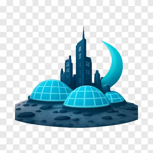 Futuristic Moon City PNG Transparent Image