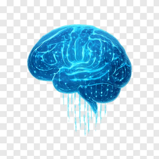 Futuristic AI Brain PNG Transparent Background